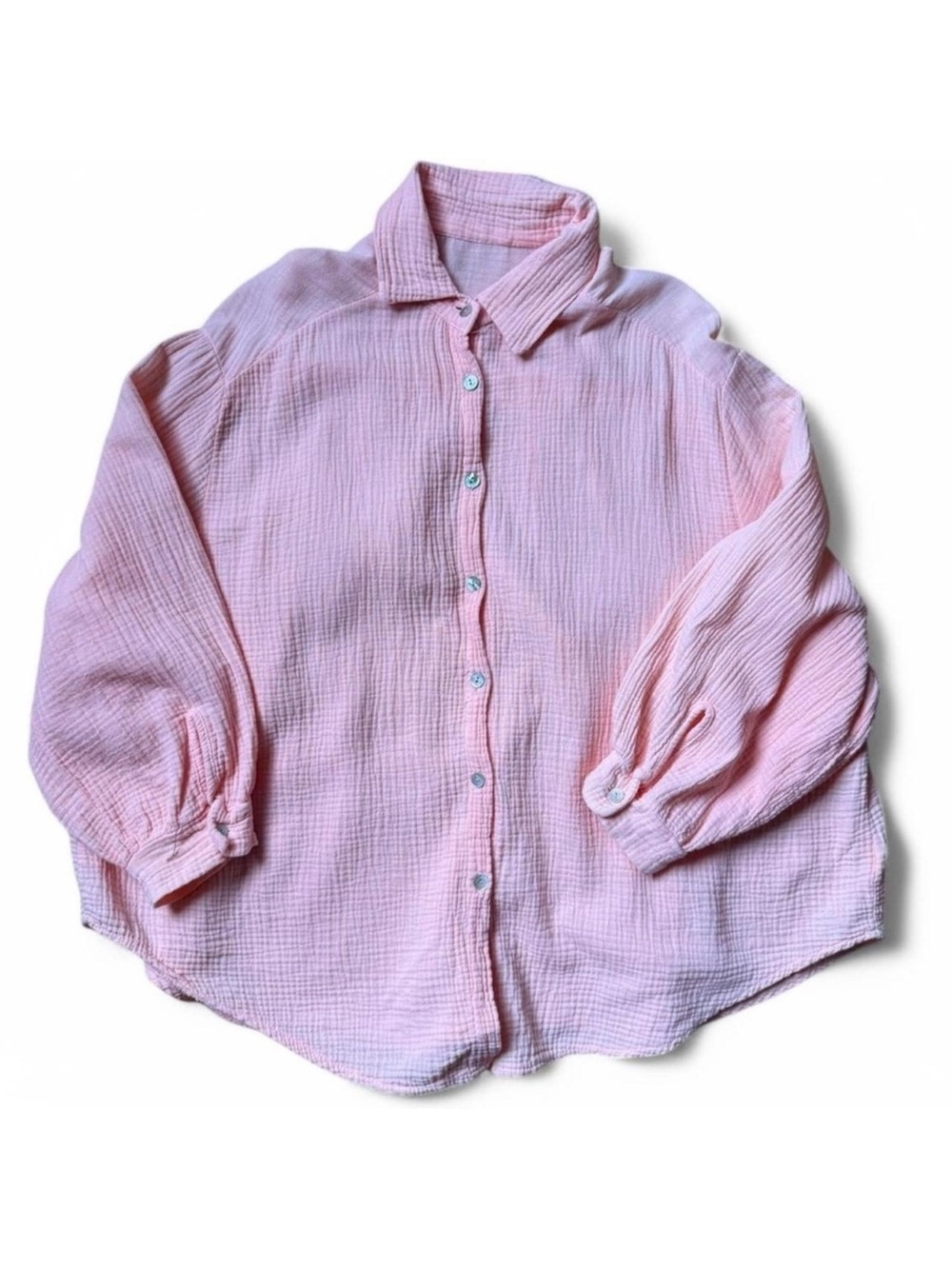 Made in Italy Light Pink Gauze Button-Up Shirt 100% Cotton